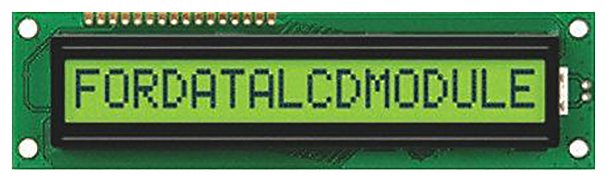 Fordata FC1601B00-FHYYBW-51SE FC Alphanumeric LED LCD Alphanumeric Display, Green, Yellow on Yellow, Green, 1 Row By 16