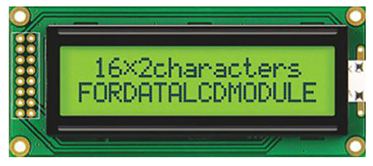 Fordata FC1602B01-FHYYBW-51SE FC Alphanumeric LED LCD Alphanumeric Display, Yellow, Green on Green, Yellow, 2 x 16