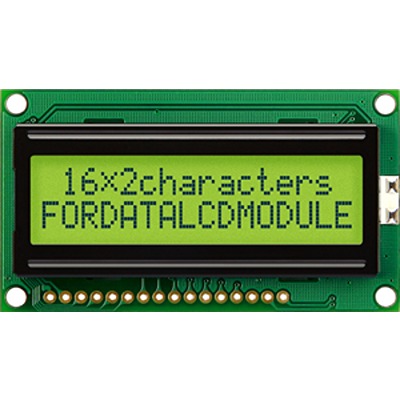 Fordata FC1602L00-FHYYBW-51SR FC1602L00 STN LCD LED LCD Display Module, Green, Yellow on Green, Yellow