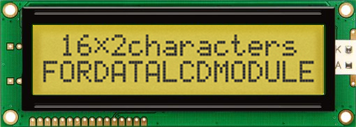 Fordata FC LCD LED LCD Graphic Display, Yellow, Green on Yellow, Green, 2 x 16