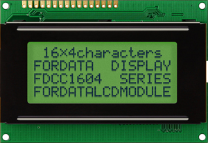 Fordata FC LCD LCD Graphic Display, Yellow, Green on, 4 x 16