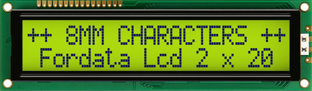 Fordata FC Alphanumeric LED LCD Alphanumeric Display, Yellow, Green on Yellow, Green, 2 x 20