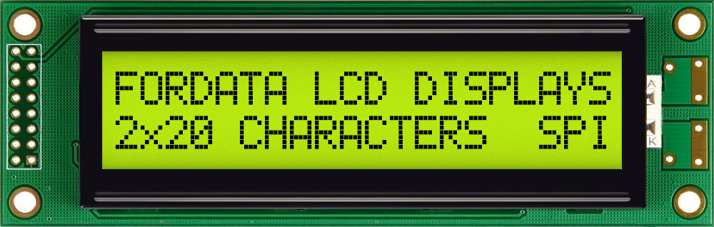 Fordata FC Alphanumeric LED LCD Alphanumeric Display, Green, Yellow on Green, Yellow, 2 x 20