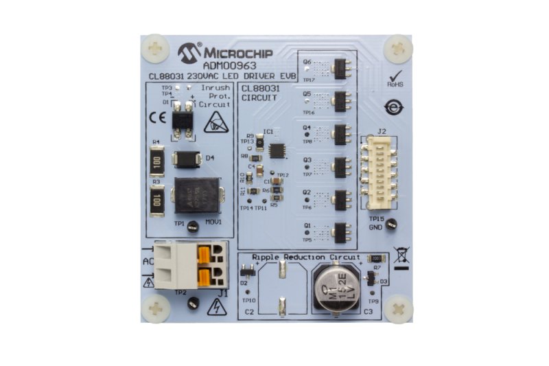 Microchip ADM00963, CL88031 230VAC LED Driver Smart LED Driver for LED DRIVER EVALUATION BOARD for CL88031