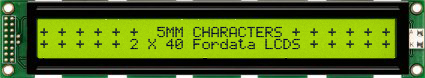 Fordata FC Alphanumeric LED LCD Alphanumeric Display, Green, Yellow on Yellow, Green, 2 x 40