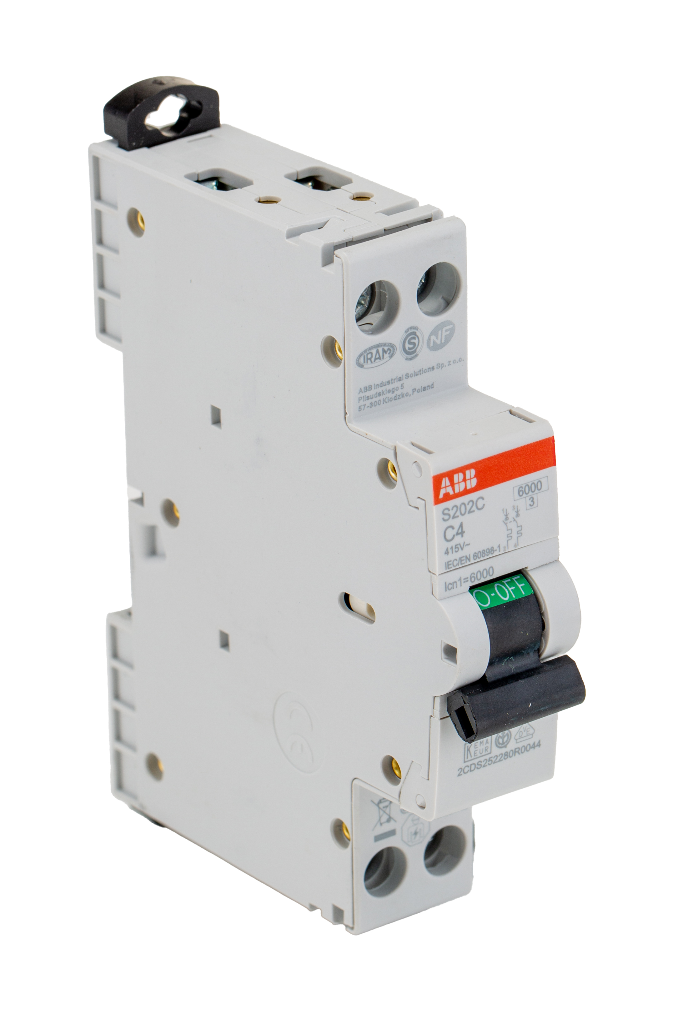 ABB S200C MCB, 2P, 4A Curve C, 415V AC, 6 kA Breaking Capacity
