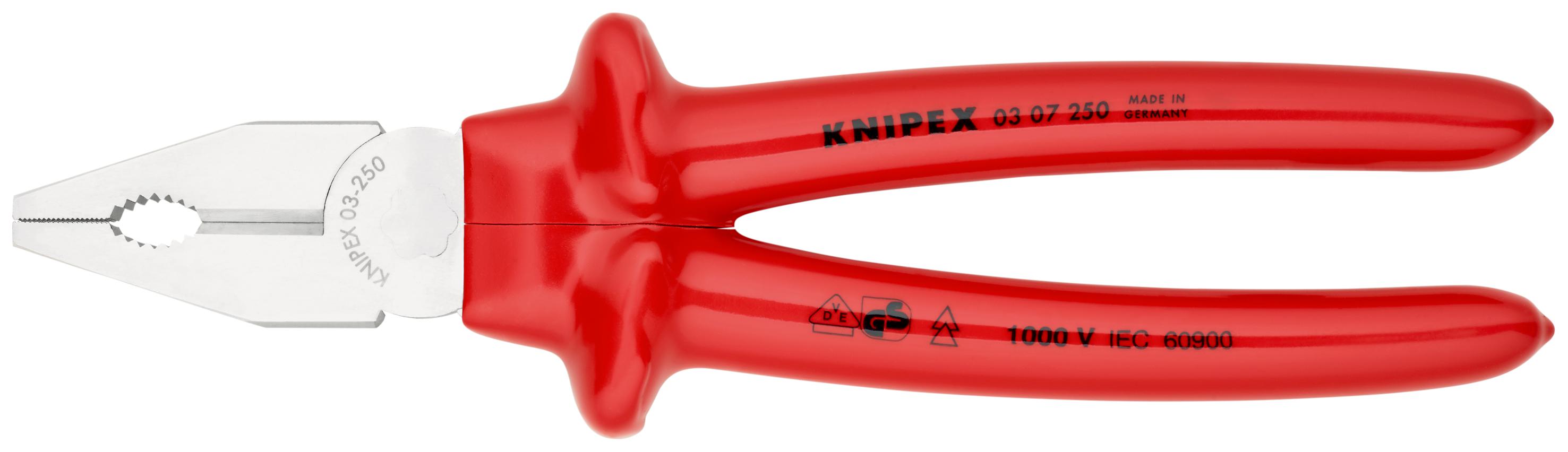 03-07-250 Knipex Combination Pliers, 260 mm Overall, Straight Tip, VDE/1000V