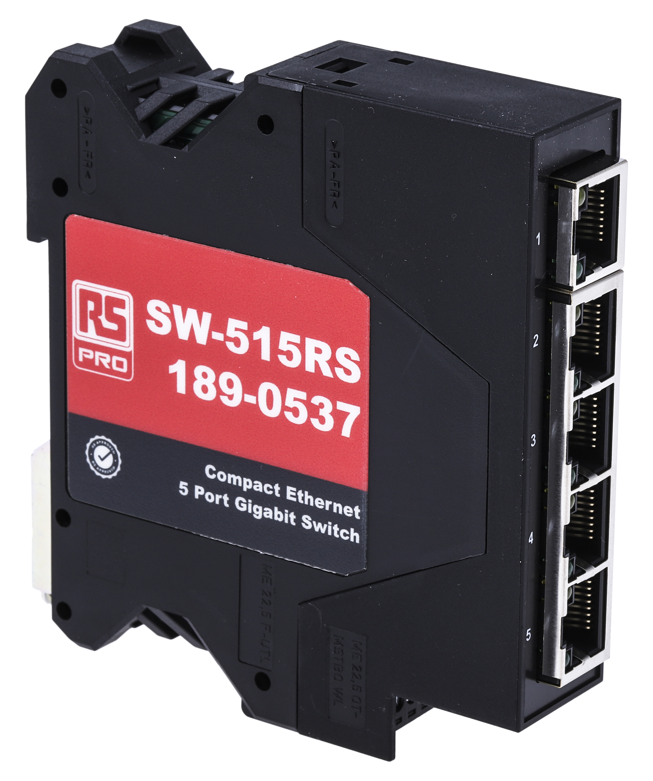 RS PRO DIN Rail Mount Industrial Ethernet Switch, 5 RJ45 Ports, 1000Mbit/s Transmission, 5 → 30V dc