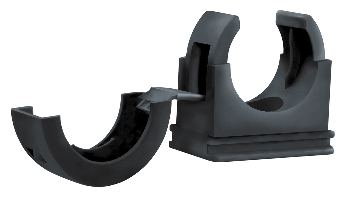 Flexicon Non-Metallic Conduit Clip Black, Conduit Fitting, 25 mm Nominal Size, Polyamide 66, Black