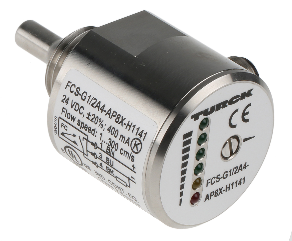 Turck FCS Series, Compact Flow Controller, 300 cm³/s, PNP Output, 0.5 in Pipe 26 V