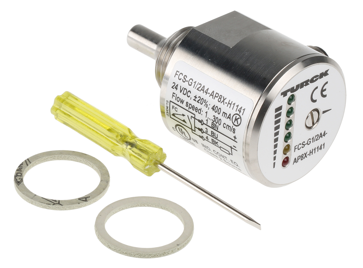 fcs-g12a4-ap8x-h1141 Turck FCS Series, Compact Flow Controller, 300 cm³/s, PNP Output, 0.5 in Pipe 26 V