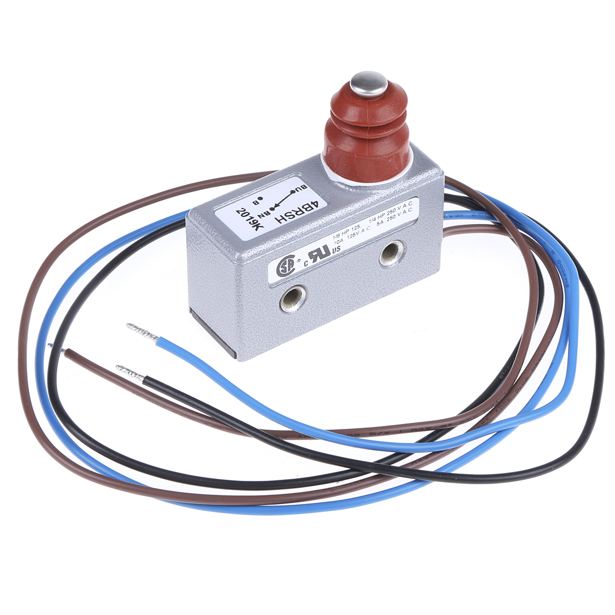 4brsh Saia-Burgess Plunger Micro Switch, Pre-wired Terminal, 15 A @ 250 V ac, SP-CO, IP67