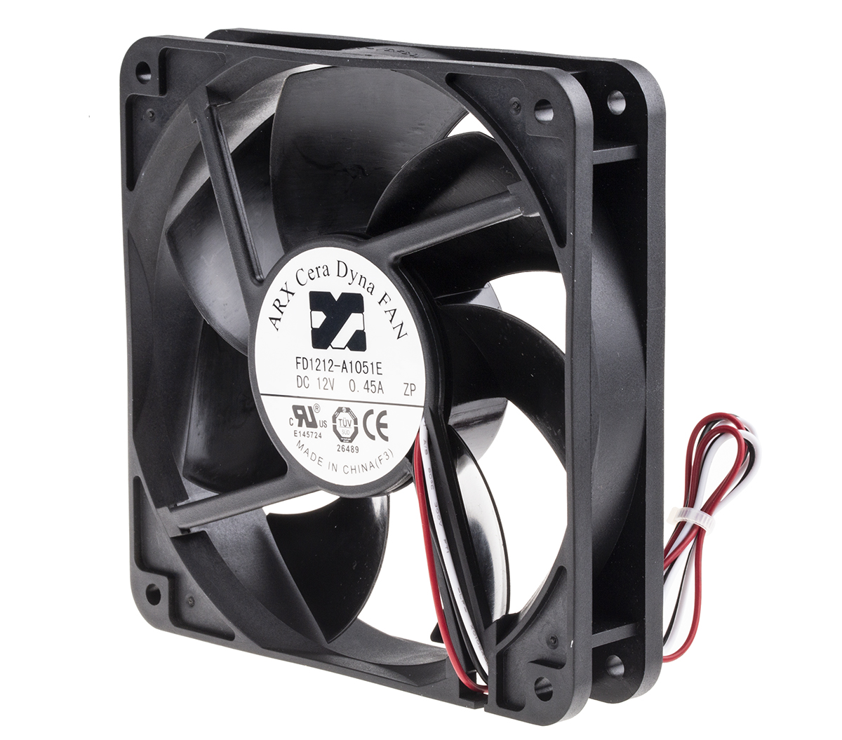 ARX CeraDyna Series Axial Fan, 12V dc, 180.8 m³/h, 5.04 W, 420 mA Max, IP20 120 mm 120mm 25 mm