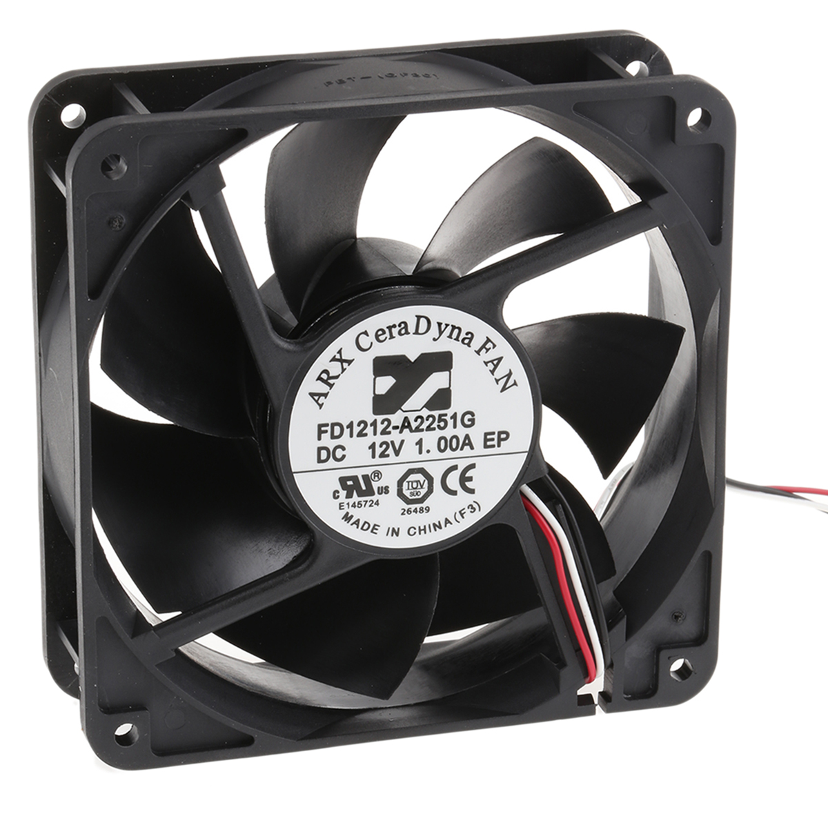 ARX CeraDyna Series Axial Fan, 12V dc, 290.3 m³/h, 10.8 W, 900 mA Max, IP20 120 mm 120mm 38 mm