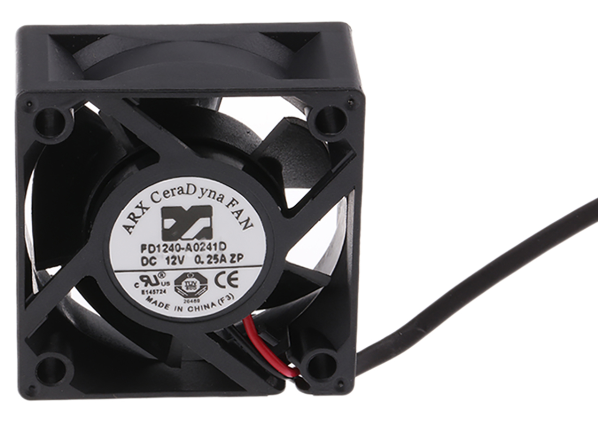 ARX CeraDyna Series Axial Fan, 12V dc, 21 m³/h, 3 W, 0.25 A Max, IP20 40 mm 40mm 20 mm
