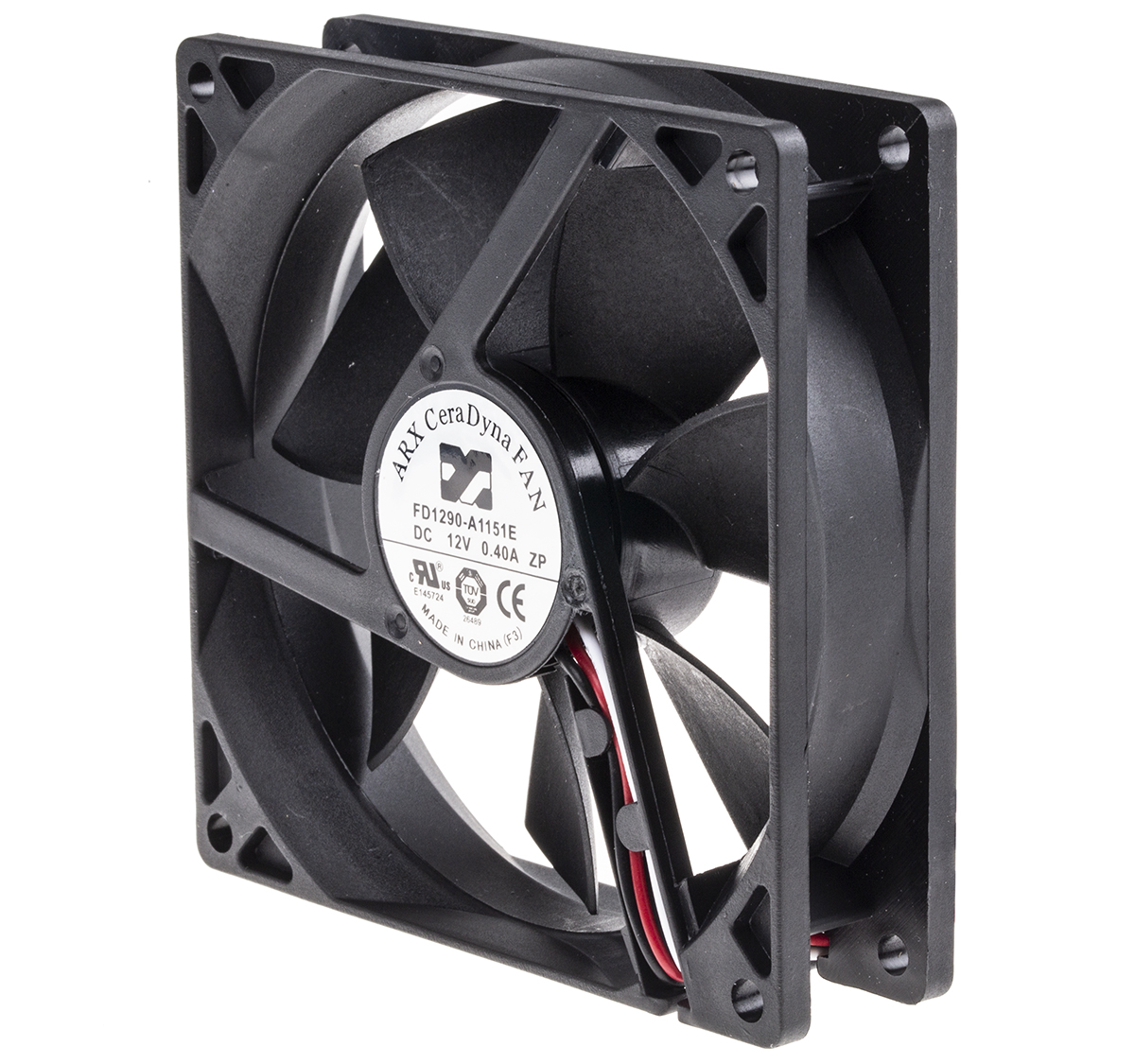 ARX CeraDyna Series Axial Fan, 12V dc, 108.2 m³/h, 4.32 W, 360 mA Max, IP20 92 mm 92mm 25 mm