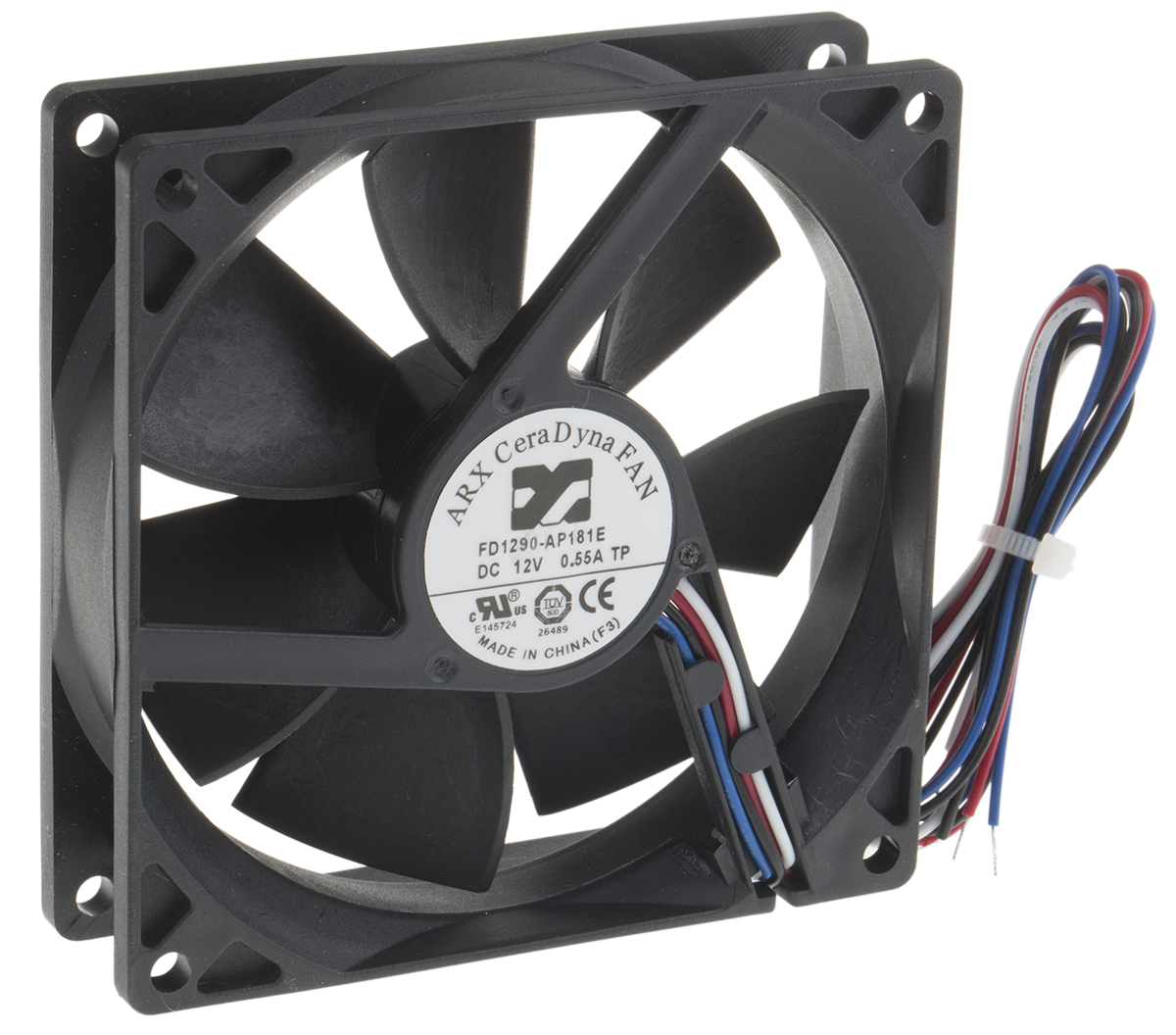 ARX CeraDyna Series Axial Fan, 12V dc, 126 m³/h, 6 W, 0.55 A Max, IP20 92 mm 92mm 25 mm