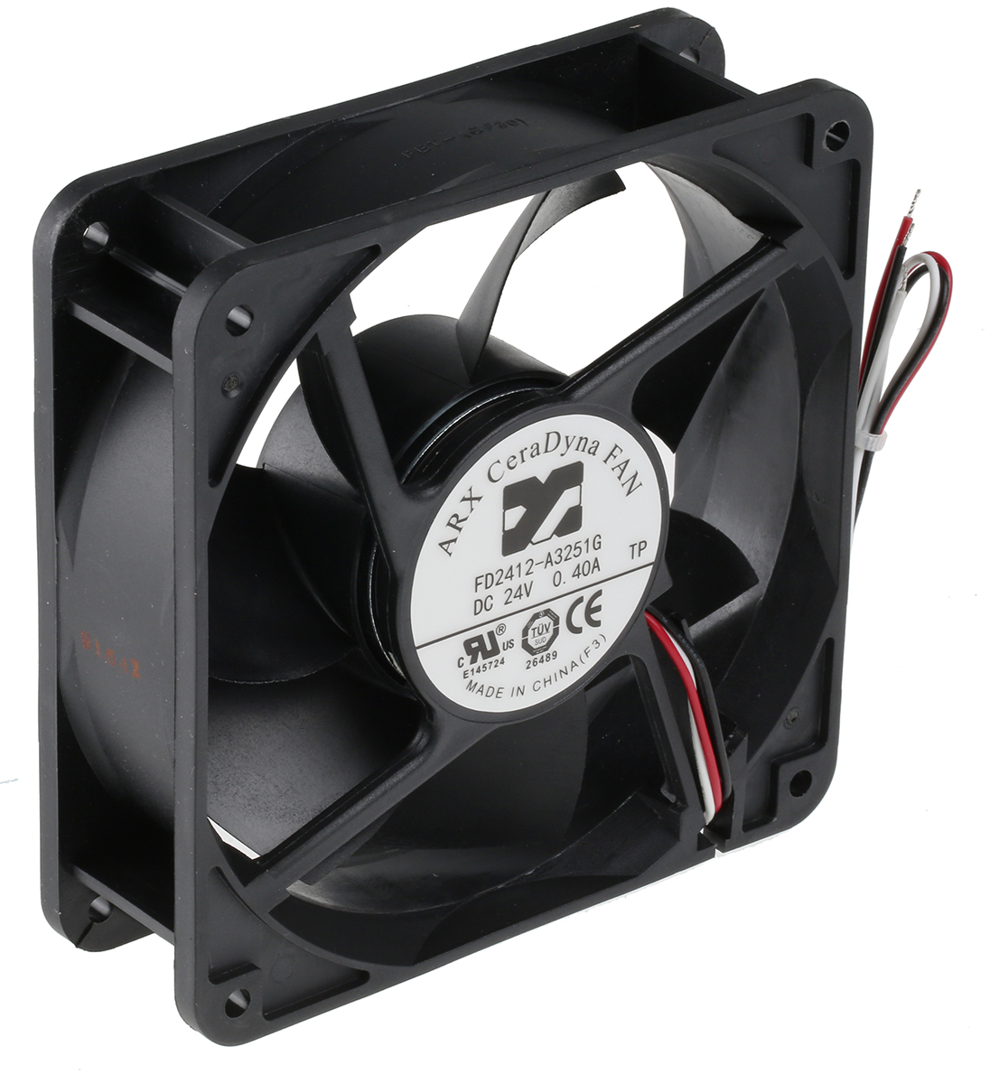 ARX CeraDyna Series Axial Fan, 24V dc, 227.7 m³/h, 7.2 W, 300 mA Max, IP20 120 mm 120mm 38 mm