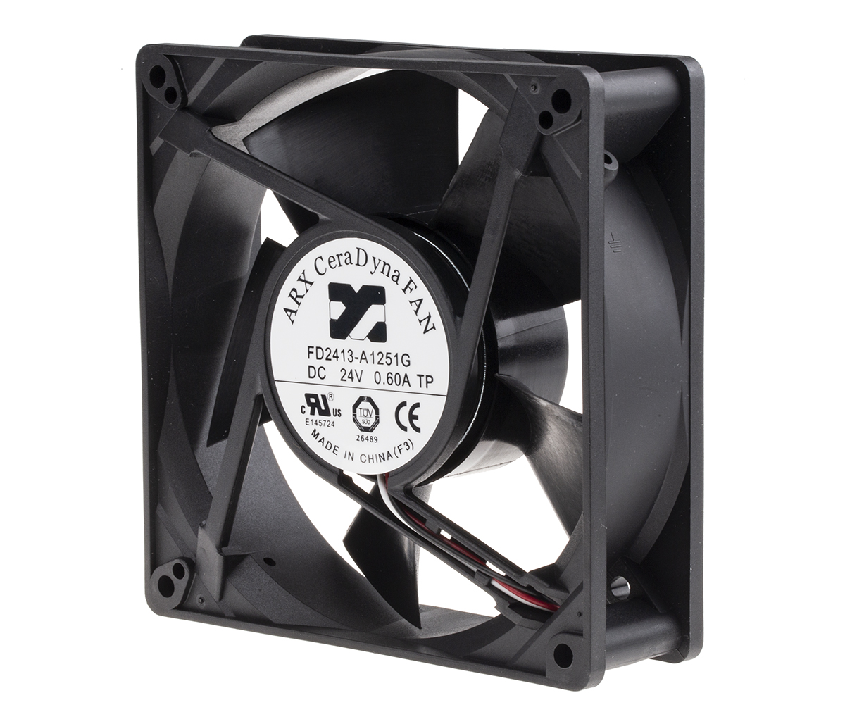 ARX CeraDyna Series Axial Fan, 24V dc, 333 m³/h, 20.4 W, 1.7 A Max, IP20 127 mm 127mm 38 mm