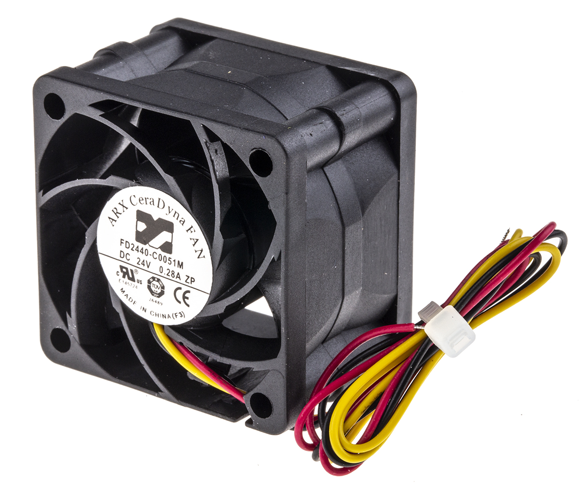 ARX CeraDyna Series Axial Fan, 24V dc, 28.3 m³/h, 5.76 W, 240 mA Max, IP20 40 mm 40mm 28 mm