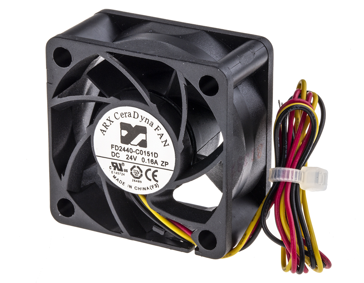 ARX CeraDyna Series Axial Fan, 24V dc, 21.6 m³/h, 3.12 W, 130 mA Max, IP20 40 mm 40mm 20 mm
