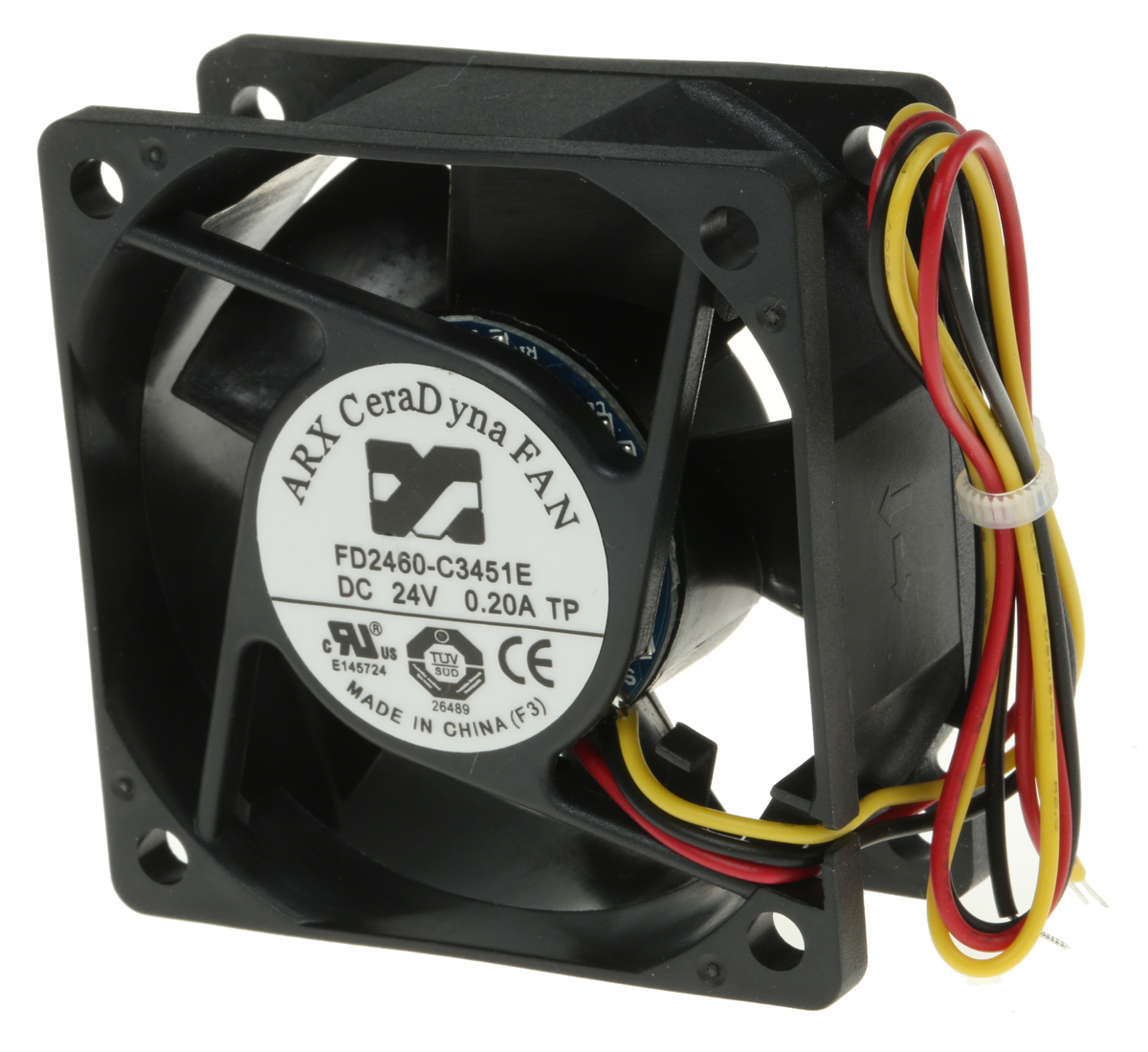 ARX CeraDyna Series Axial Fan, 24V dc, 59.6 m³/h, 4.8 W, 200 mA Max, IP20 60 mm 60mm 25 mm