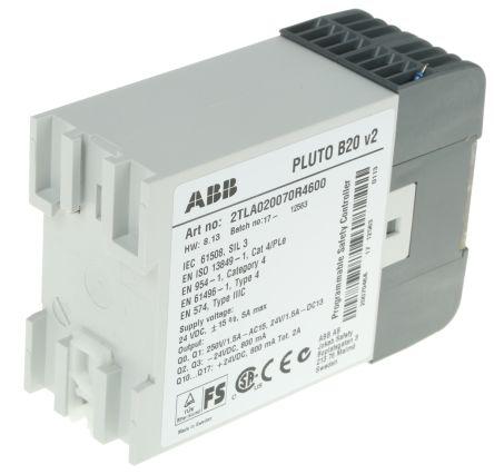 2tla020070r4600 Pluto 2TLA Series Safety Controller, 8 Safety Inputs, 4 Safety Outputs, 24 V dc
