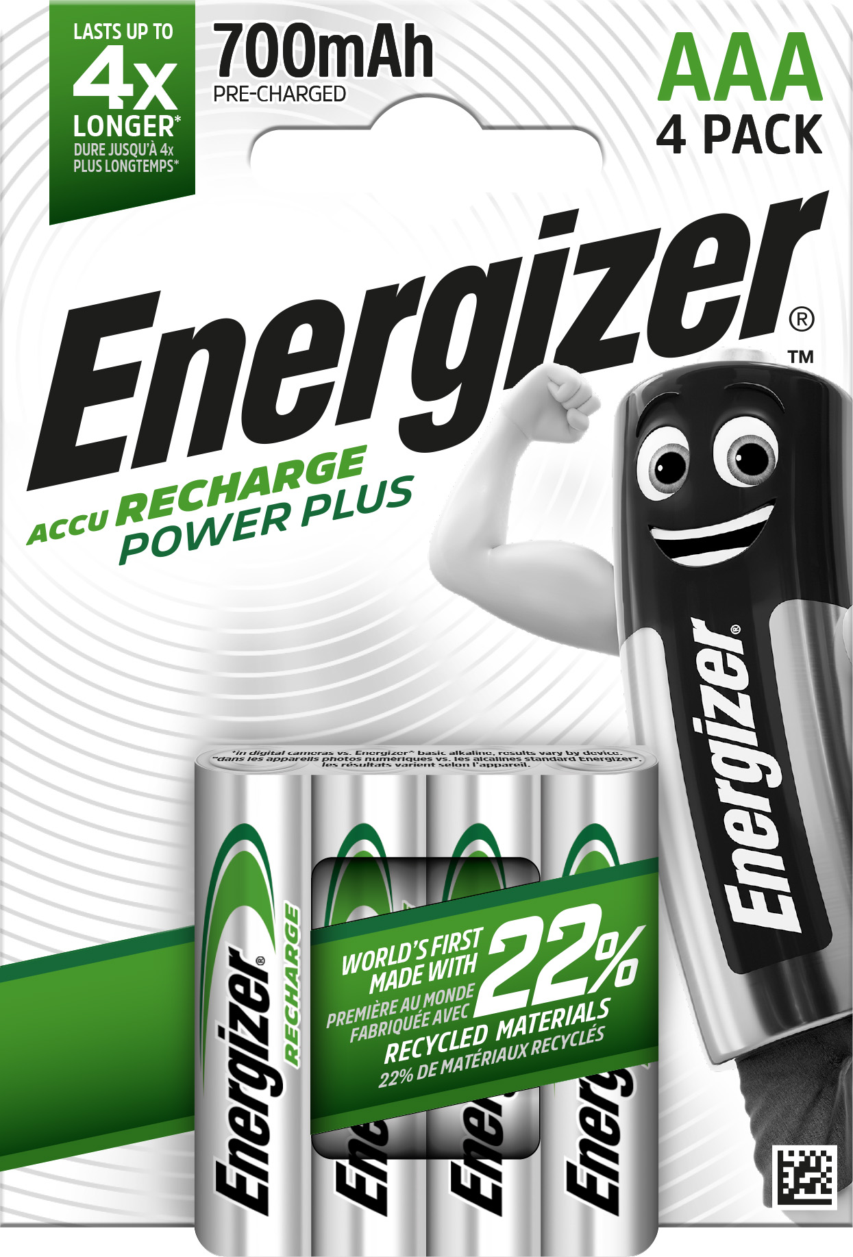 Energizer 1.2V NiMH Rechargeable Battery Pack, 700mAh - Pack of 4