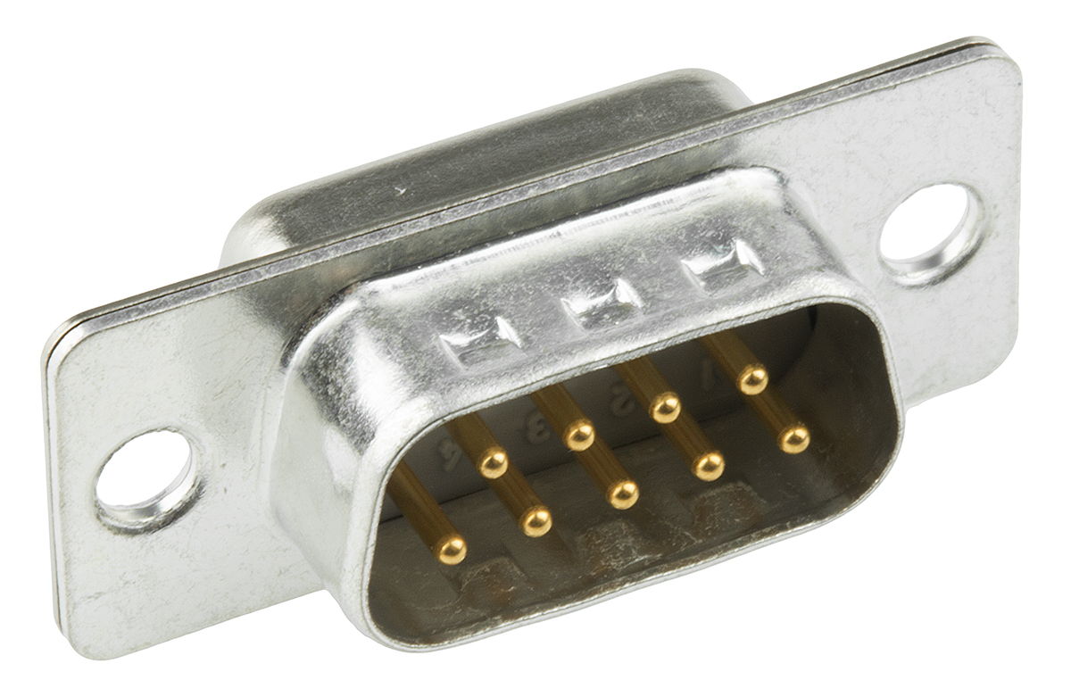 Cinch FD 9 Way Straight 2.76 mm Pitch Panel Mount D-Sub Connector, with M3 Rivnut for Rear Panel Mount Male