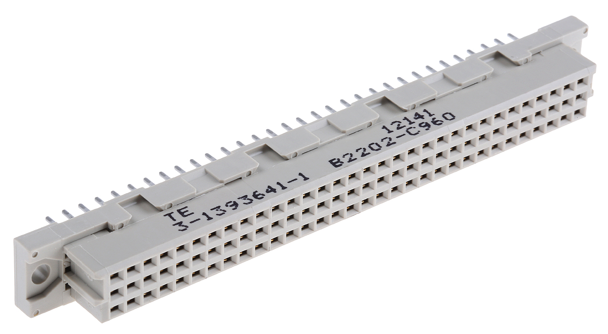 3-1393641-1 TE Connectivity Eurocard 96 Way 2.54mm Pitch, Type C Class C2, 3 Row, Straight DIN 41612 Connector, Socket