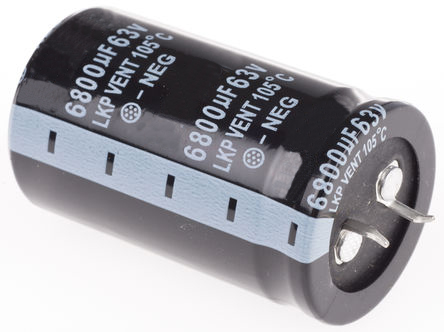 RS PRO 6800μF Aluminium Electrolytic Capacitor 63V dc, Snap-In