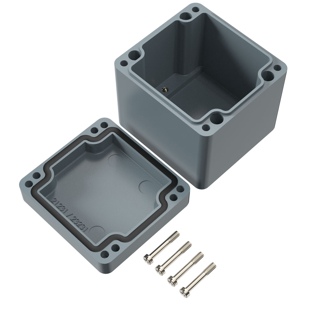 02080808 Rose Polyester Standard Series Grey Glass Fibre Reinforced Polyester Enclosure, IP66, IK08, Grey Lid, 80 x 75 x 75.5mm