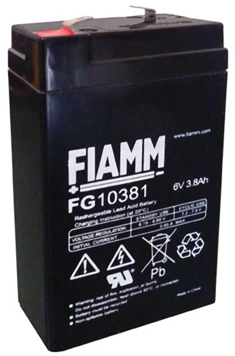 Fiamm 6 V, Faston F1 Sealed Lead Acid Battery, 3.8 Ah, 33mm x 125 mm