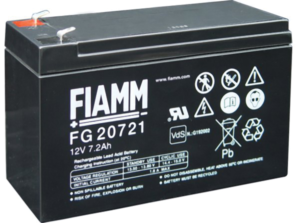 Fiamm 6 V, Faston F1 Sealed Lead Acid Battery, 7.2 Ah, 34mm x 100 mm