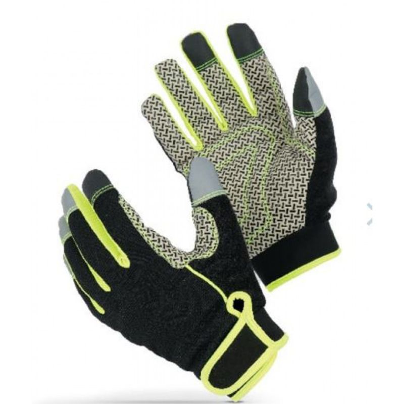Flexitog Yellow, Black Leather Work Gloves, Size 7