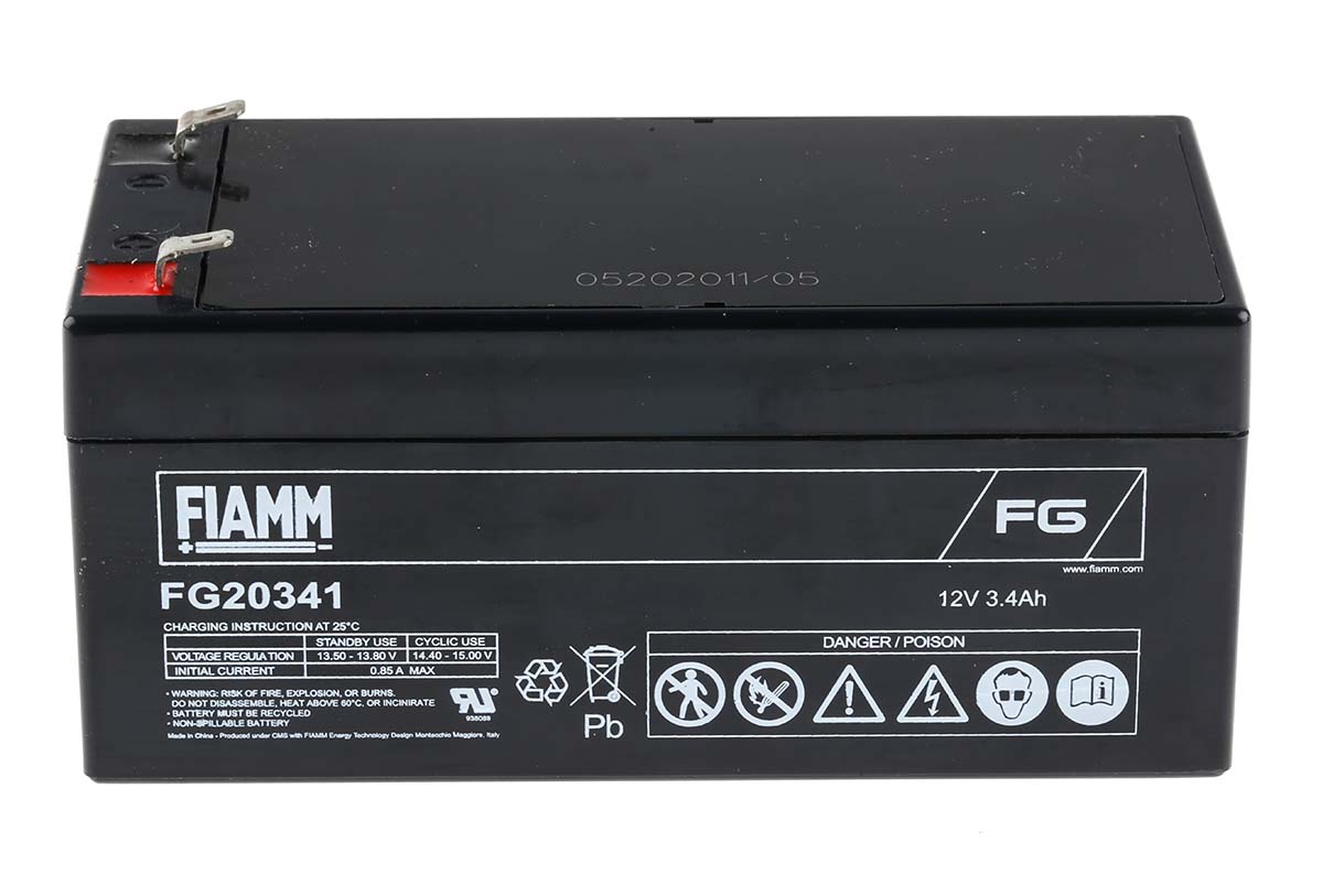 Fiamm 12 V, Faston F1 Sealed Lead Acid Battery, 3.4 Ah, 67mm x 67 mm