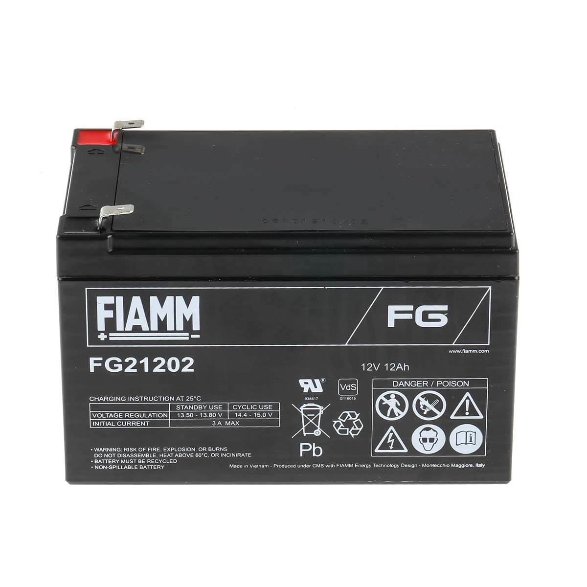 Fiamm 12 V, Faston F2 Sealed Lead Acid Battery, 12 Ah, 98mm x 100 mm