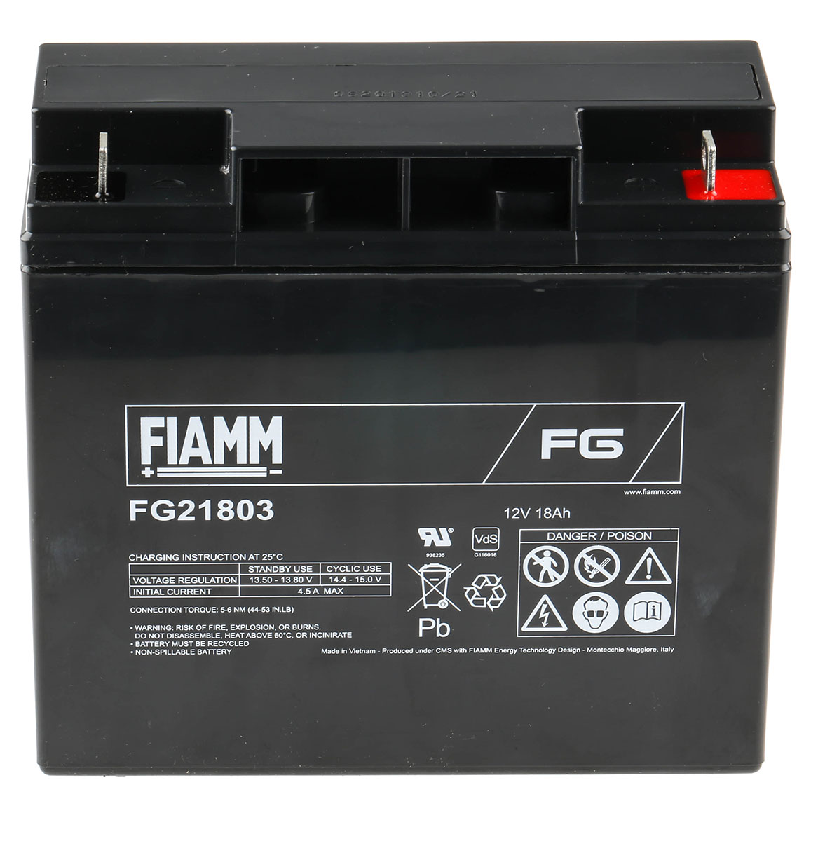 Fiamm 12 V Sealed Lead Acid Battery, 18 Ah, 76mm x 167 mm