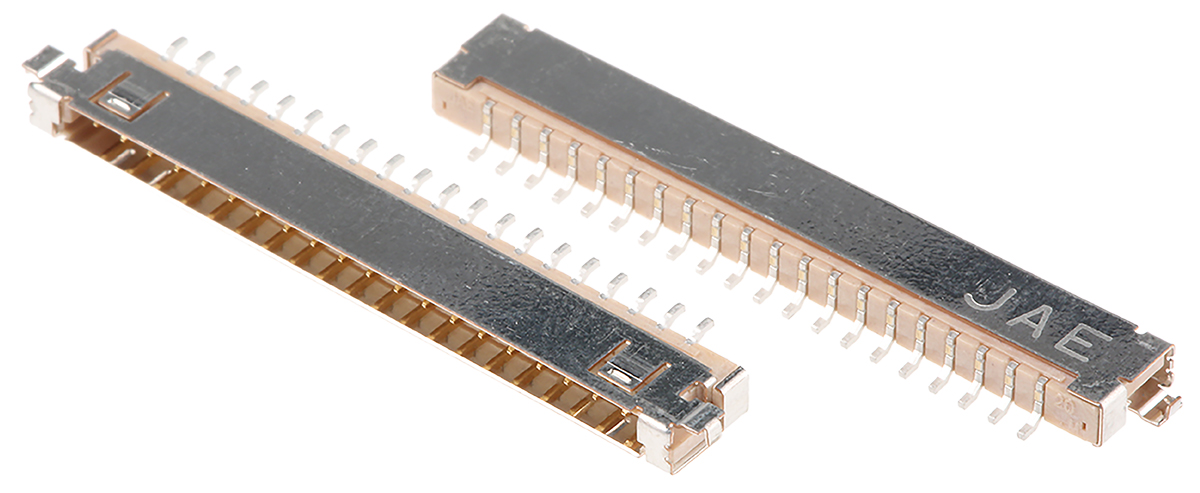 JAE, FI 1.25 mm Pitch 20 Way 1 Row Right Angle, Surface Mount LVDS Connector, Receptacle, Solder
