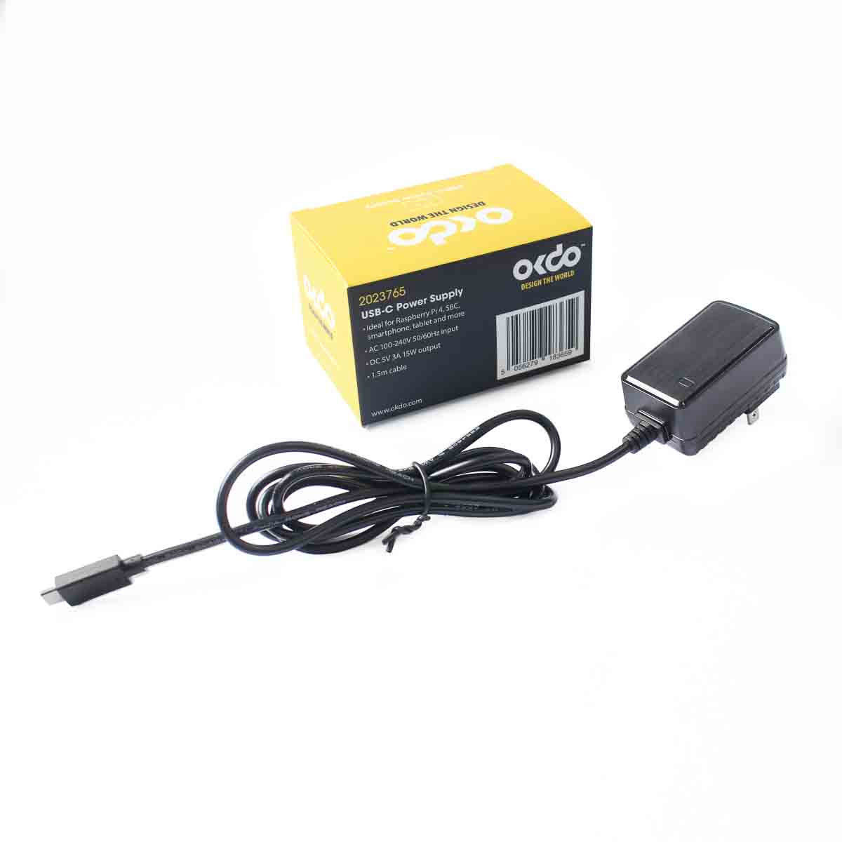 fjos2003010 Okdo Raspberry Pi Power Supply USB Type C with US Plug Type, 1.5 m