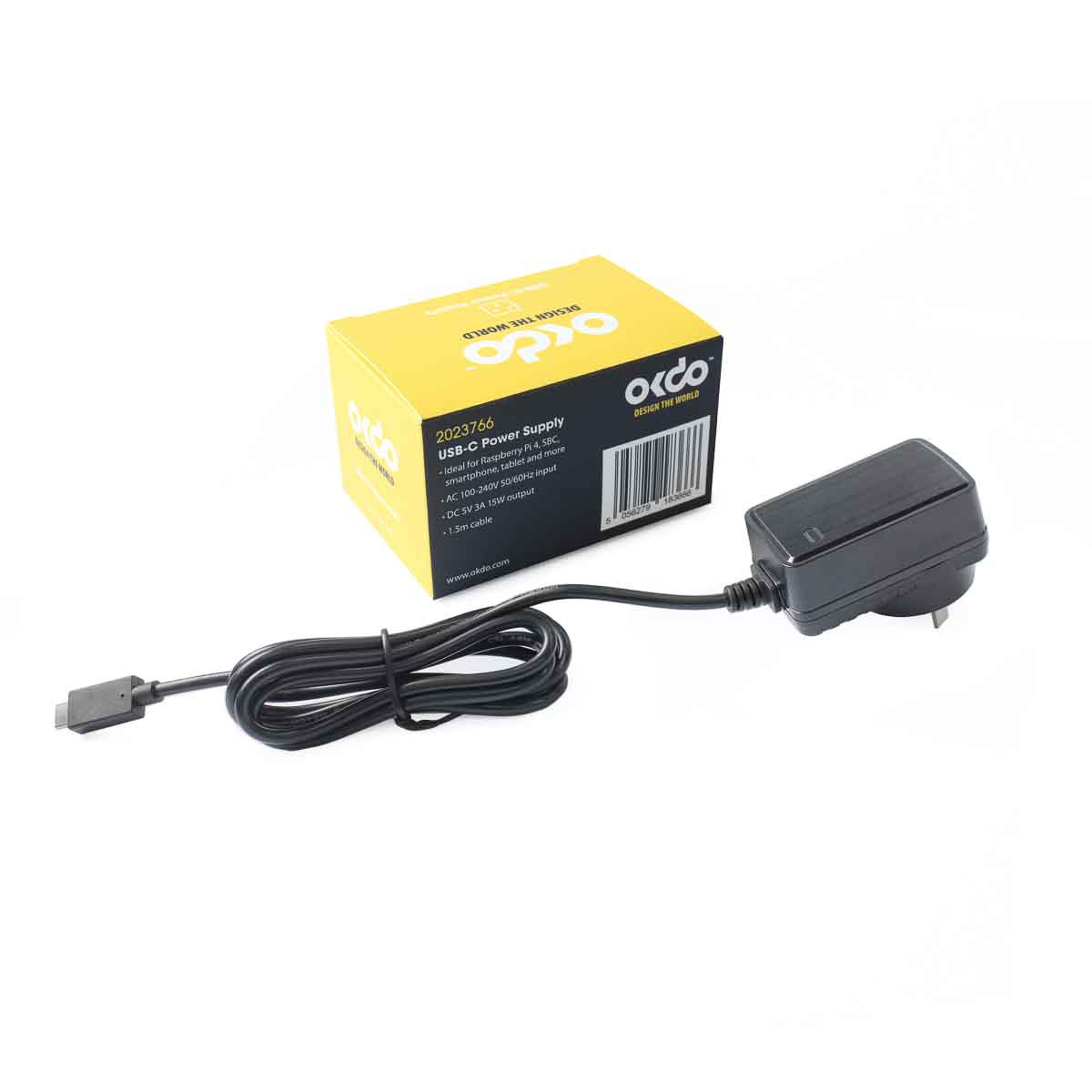 fjos2003014 Okdo Raspberry Pi Power Supply USB Type C with AUS Plug Type, 1.5 m