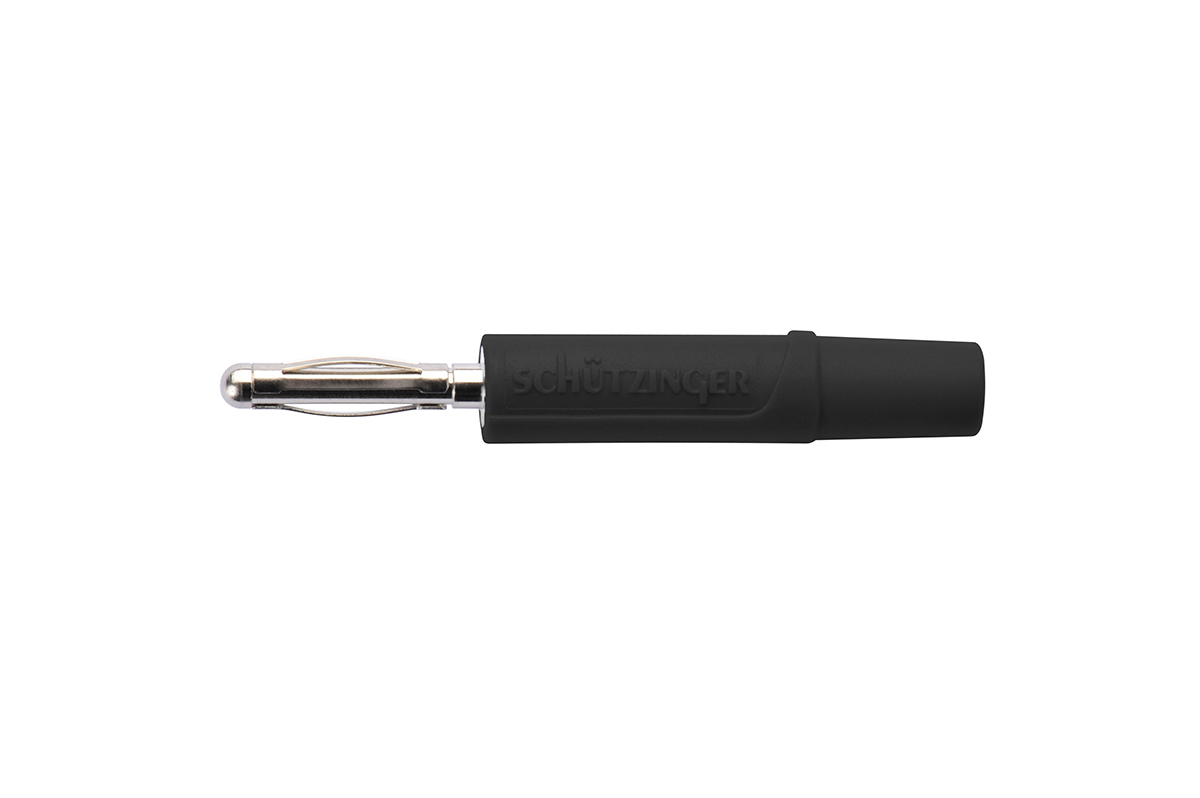 Schutzinger Black Male Banana Plug, 2 mm Connector, Solder Termination, 33 V ac, 70V dc, 10A, Nickel Plating