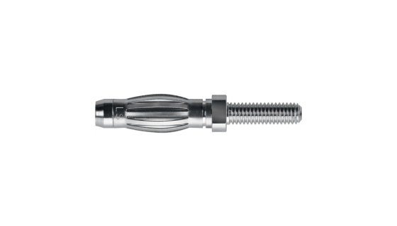 Schutzinger Silver Male Banana Plug, 4 mm Connector, 33 V ac, 70V dc, 32A, Nickel Plating