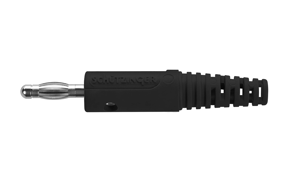 Schutzinger Black Male Banana Plug, 4 mm Connector, Screw Termination, 70V dc, 32A, Nickel Plating