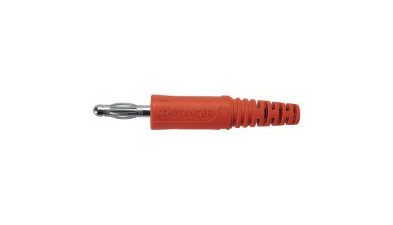 Schutzinger Red Male Banana Plug, 4 mm Connector, Solder Termination, 70V dc, 32A, Nickel Plating