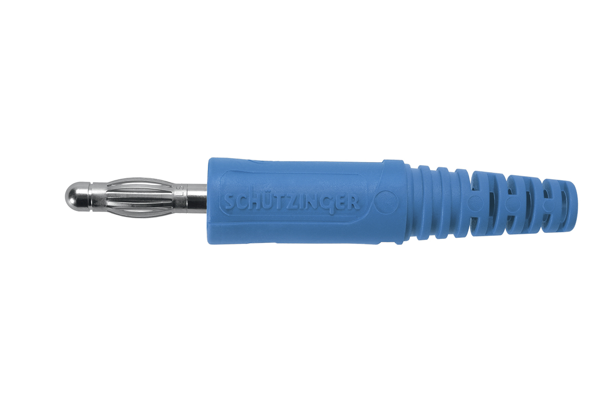 Schutzinger Blue Male Banana Plug, 4 mm Connector, Screw Termination, 70V dc, 32A, Nickel Plating