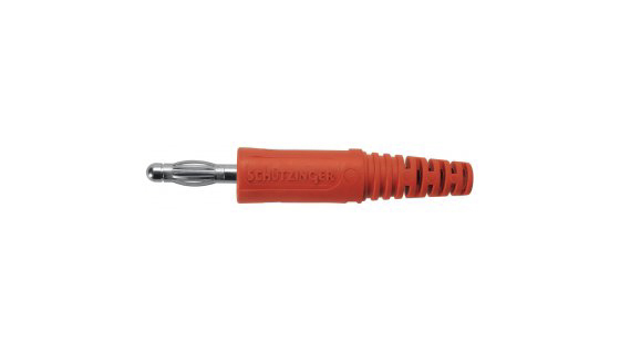 Schutzinger Red Male Banana Plug, 4 mm Connector, Screw Termination, 33V ac, 70 V ac, 32A, Nickel Plating