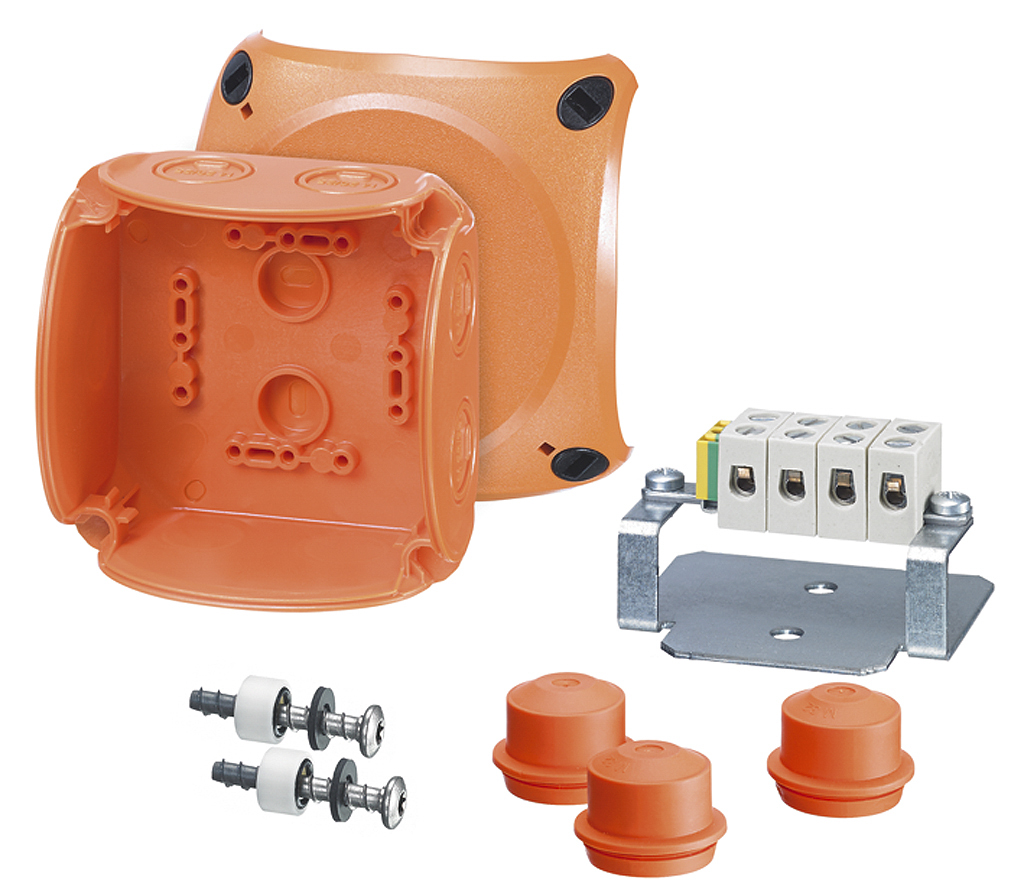 HENSEL FK Series Orange Polycarbonate Junction Box, IP65, IP66, 5 Terminals, IEC 60754-2, 104 mm, 70mm 104 mm
