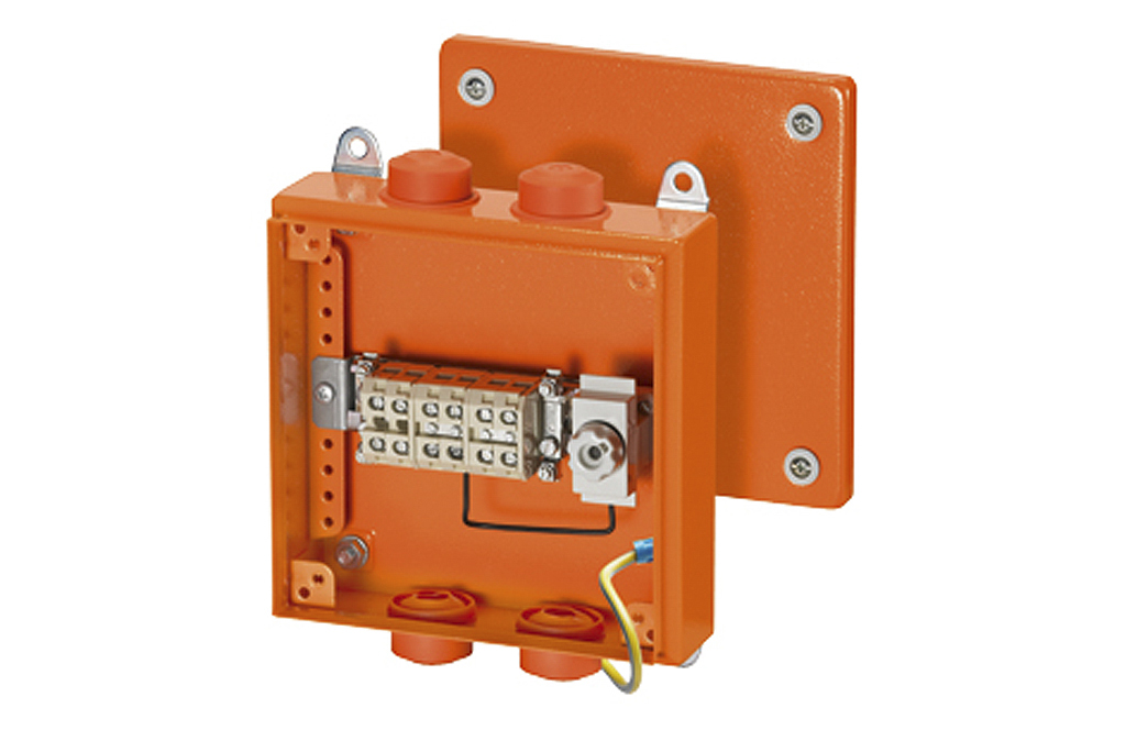 HENSEL FK 9259 Series Orange, Black RAL 2003 Powder Coated Sheet Steel Junction Box, IP66, 5 Terminals, 200 mm, 150mm