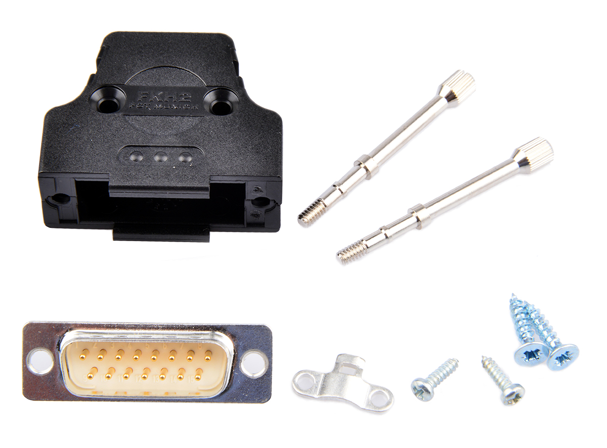 FCT from Molex FKH 15 Way Straight Panel D-Sub Connector, with Hood, Screw Male/Female